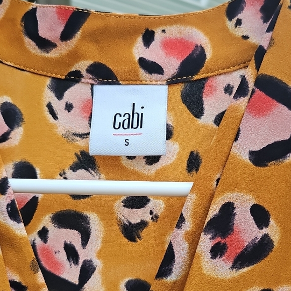 CAbi Women's Sleeveless Leopard Print Blouse - Orange and Black - Picture 2 of 4